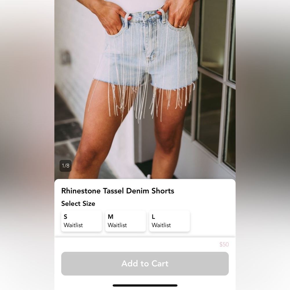 Rhinestone Tassel Denim Shorts